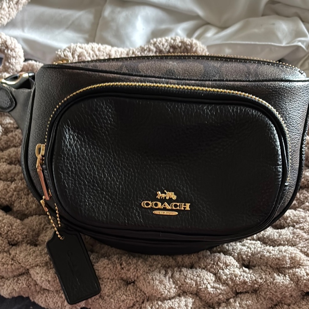 Coach Black Leather Belt Bag